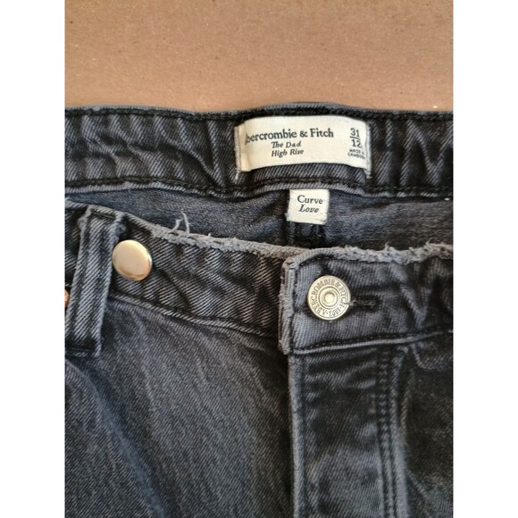 Abercrombie & Fitch The Dad High Rise Curve Love Jeans Size 31 Black Button Fly - Picture 4 of 10
